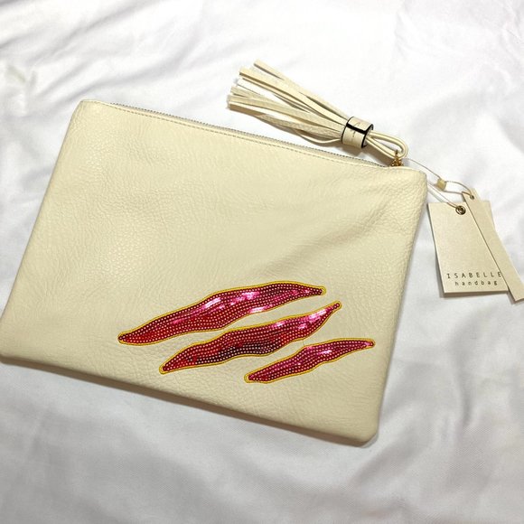 Killer Cool ROAR Tiger clawed Wristlet clutch Faux Leather and sequins. NWT - Picture 7 of 8